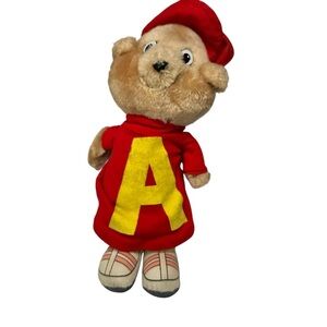 1983 Alvin and the Chipmunks Red and Yellow Letter A Teddy Bear Plush